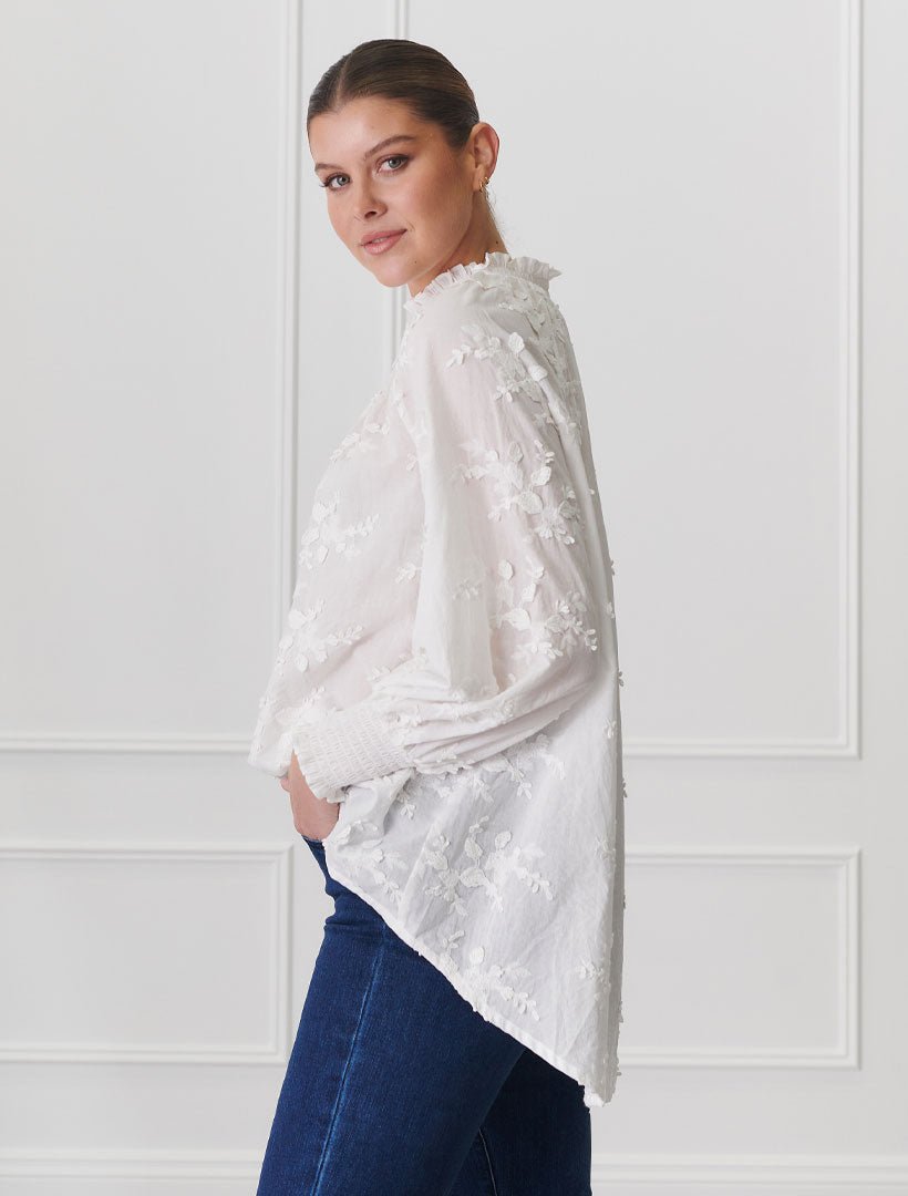 Anya Lace Shirt White - Zjoosh