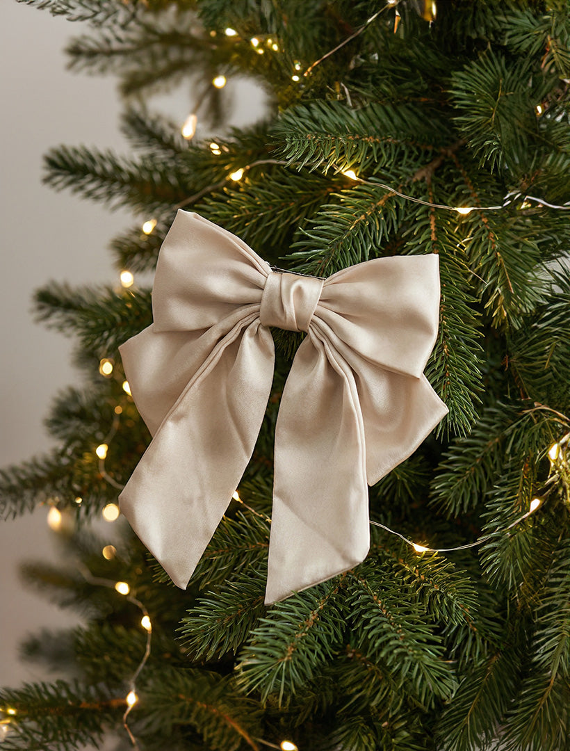 Satin Clip On Bow Champagne