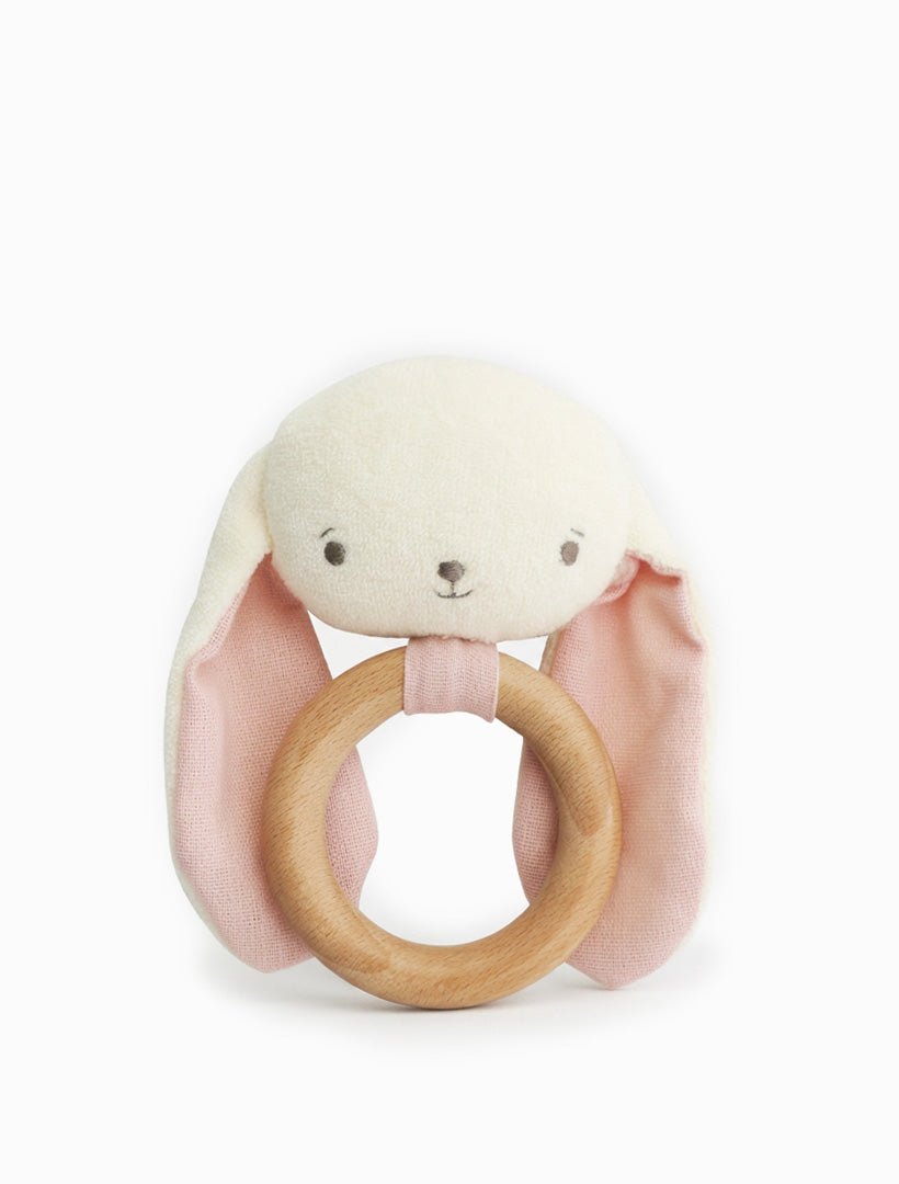 Baby Bunny Teether Ring Ratlle Pink - Zjoosh