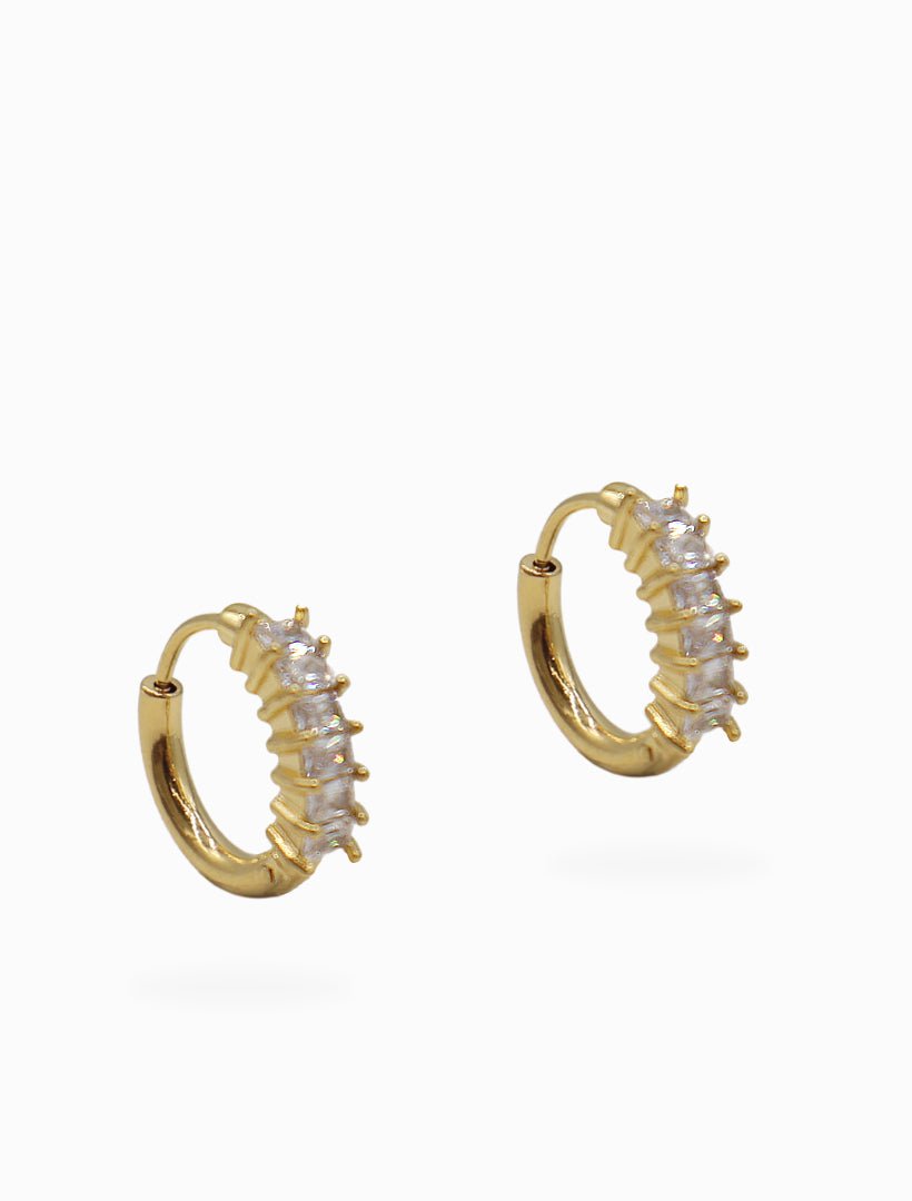 Baguette Crystal Hoops Gold - Zjoosh