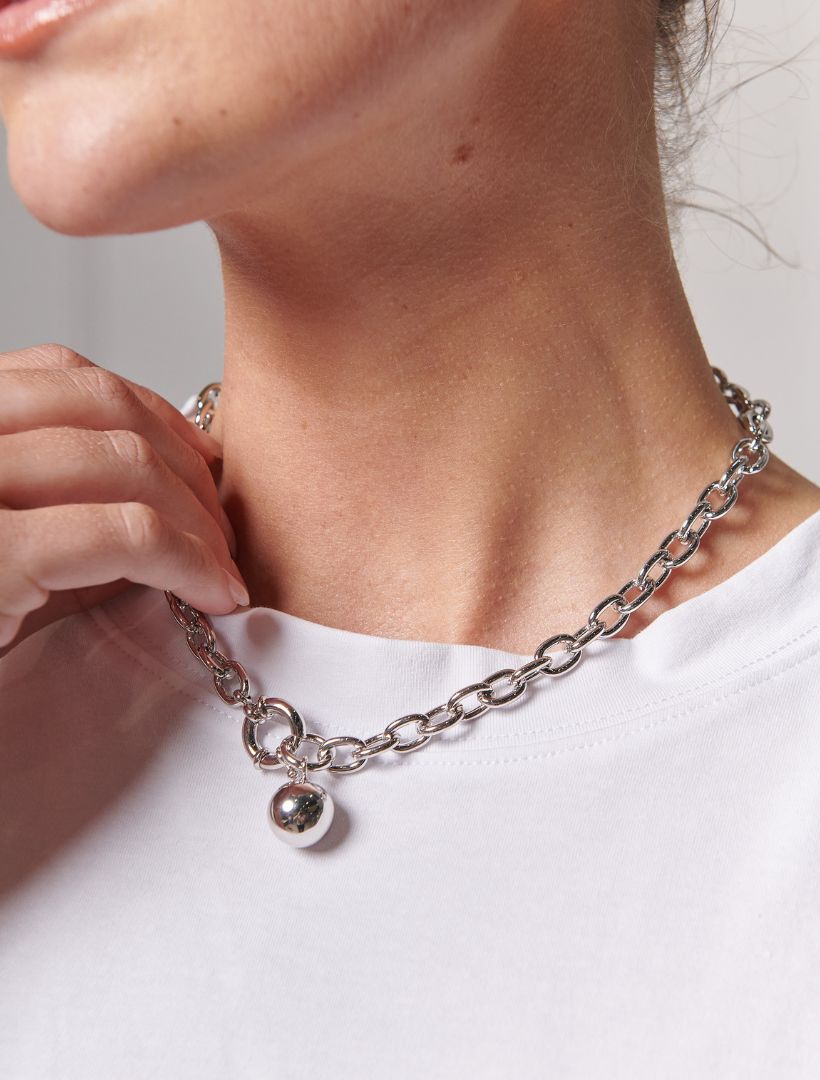 Ball Necklace Rhodium - Zjoosh