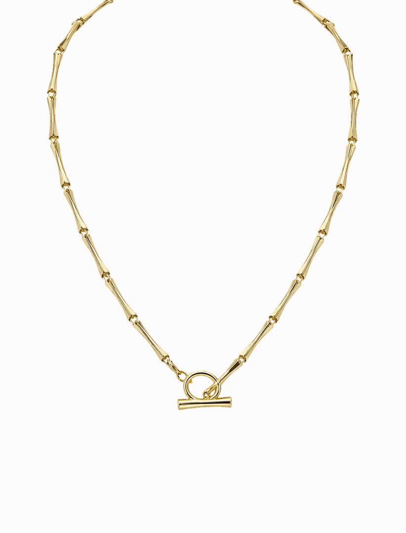 Bamboo Cross Bar Necklace Gold - Zjoosh