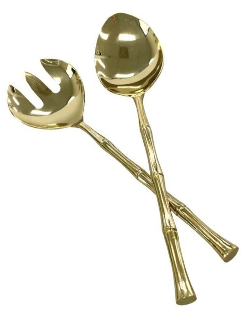 Bamboo Salad Servers Gold - Zjoosh