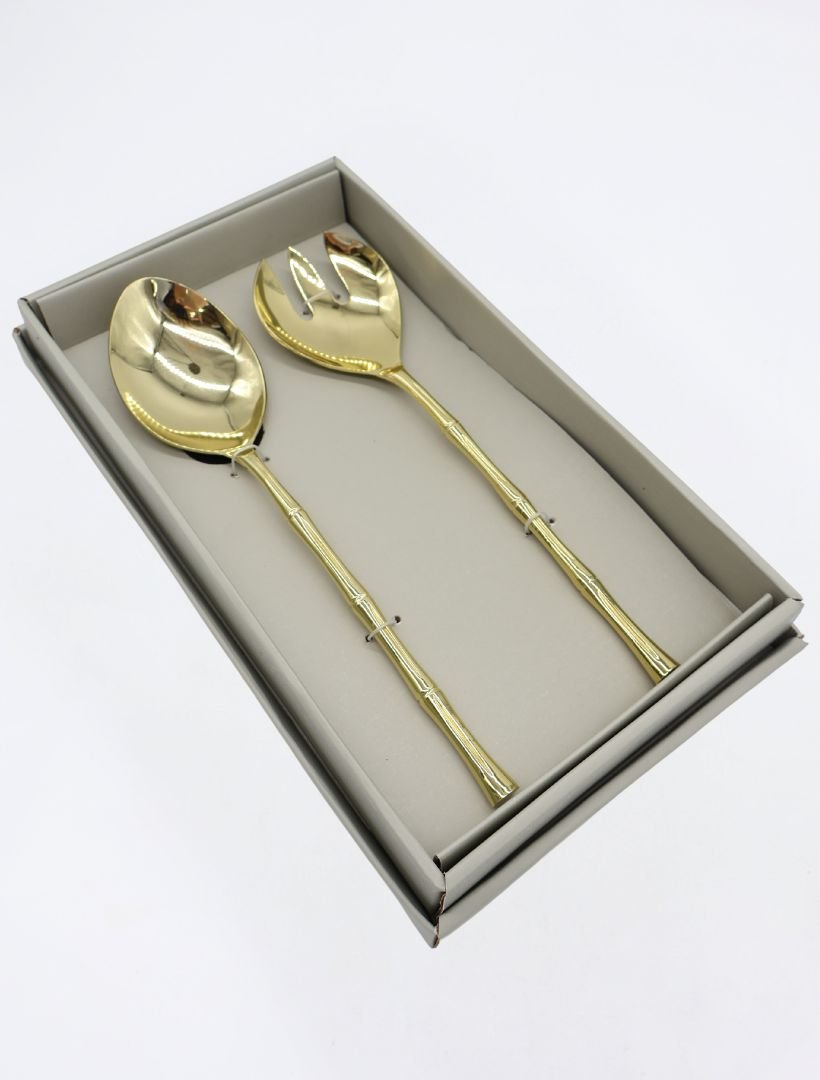 Bamboo Salad Servers Gold - Zjoosh