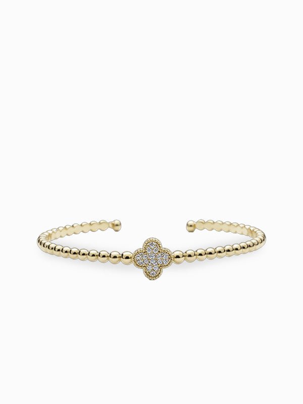 Beaded Clover Bangle Gold - Zjoosh