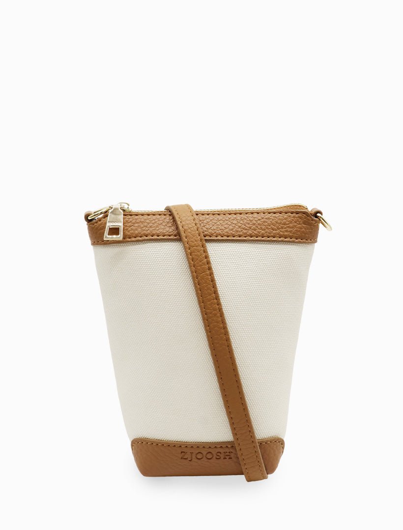 Bec Cross Body Bag White Tan - Zjoosh