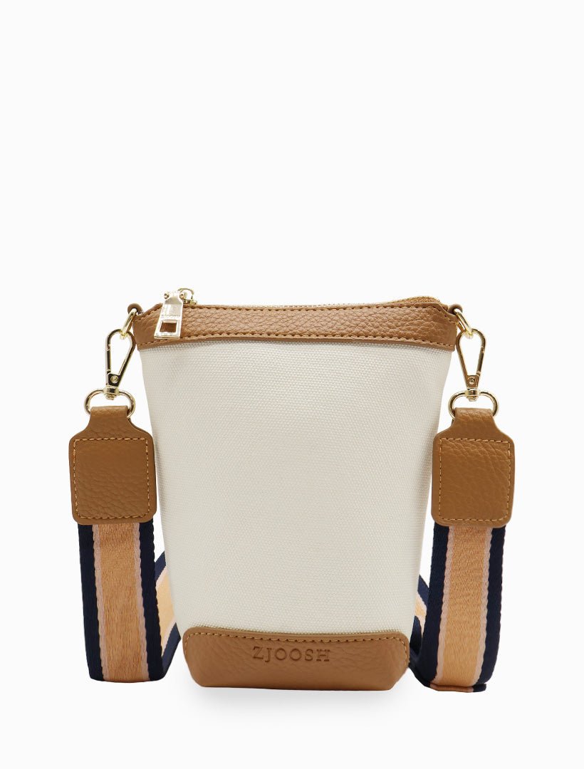 Bec Cross Body Bag White Tan - Zjoosh