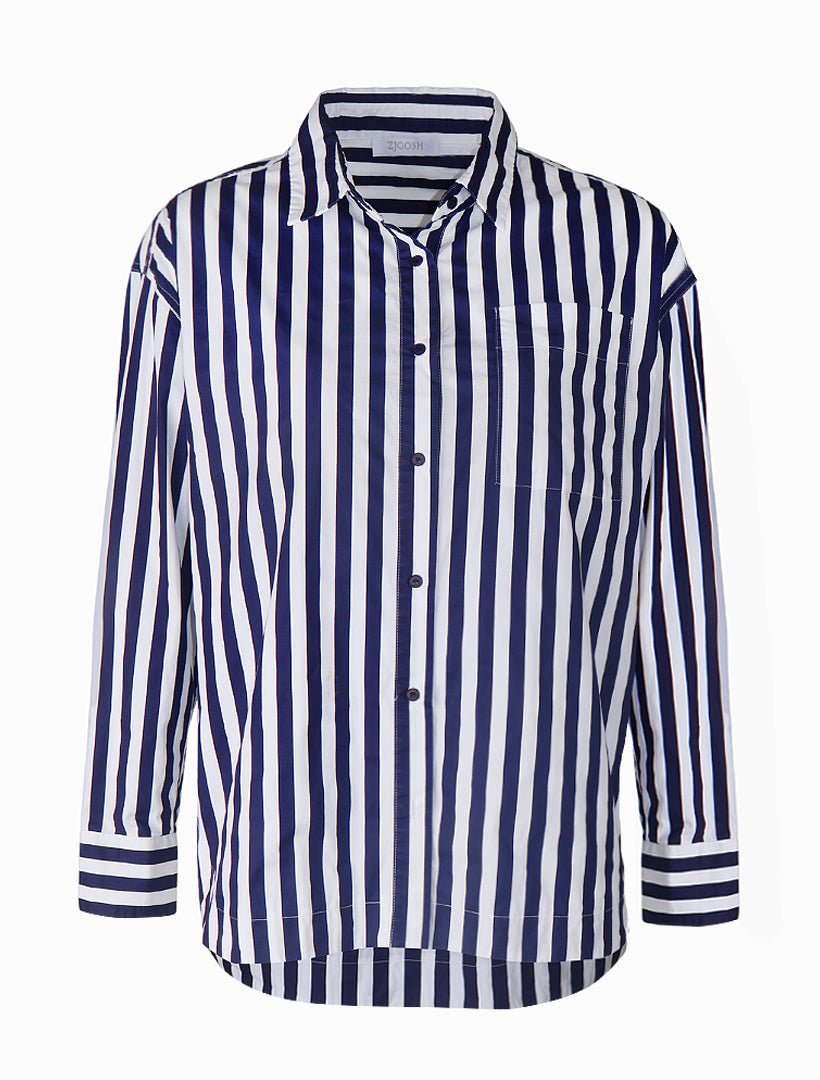 Becca Stripe Shirt Navy White - Zjoosh