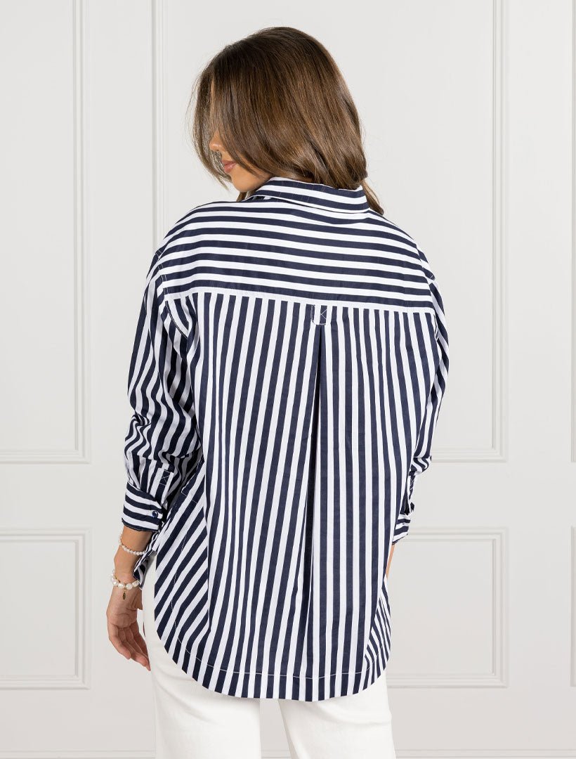 Becca Stripe Shirt Navy White - Zjoosh