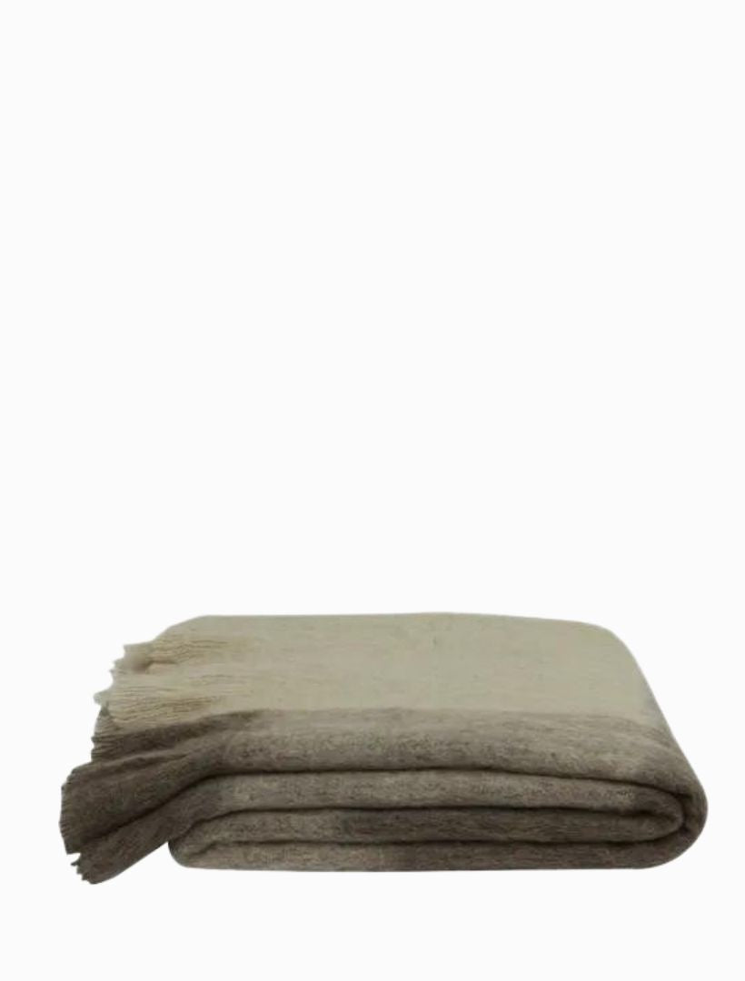 Beige Brown Plaid Fringe Throw - Zjoosh