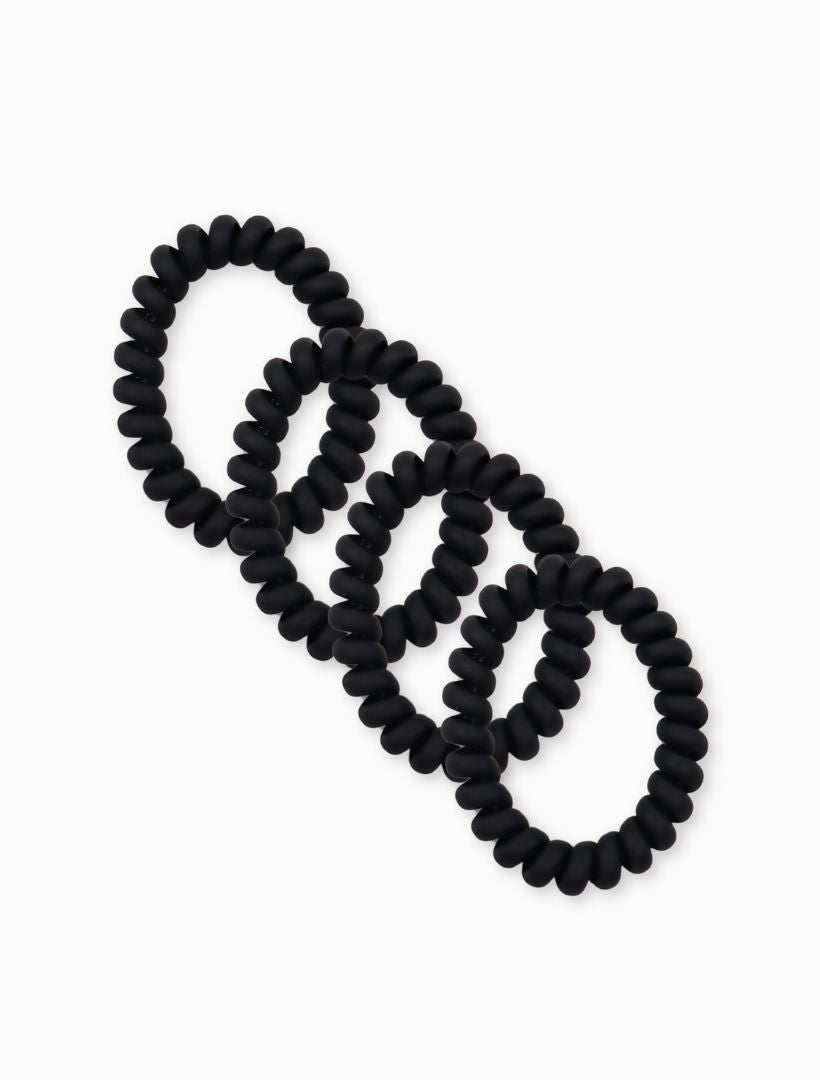 Black Spiral Hair Ties Pack of 4 - Zjoosh