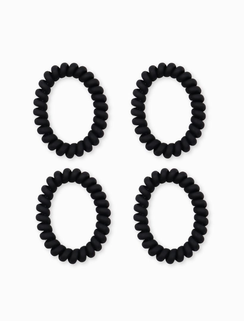 Black Spiral Hair Ties Pack of 4 - Zjoosh