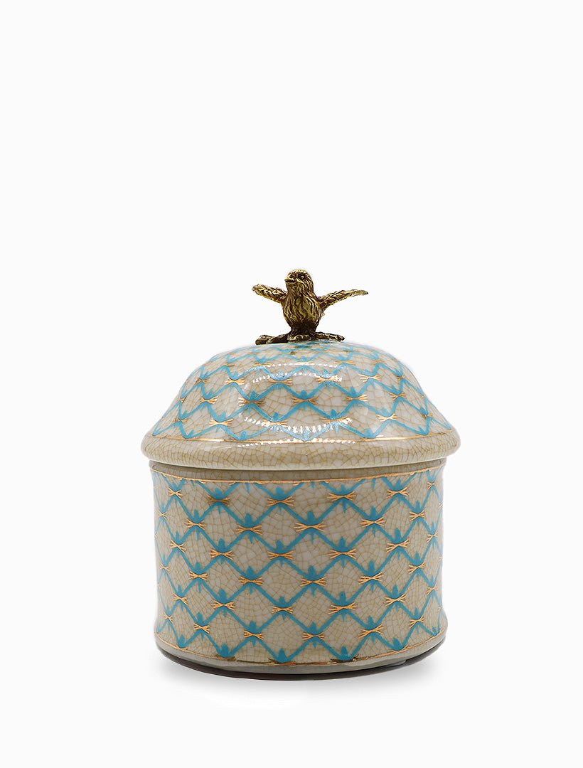 Blue and White Lidded Trinket Box - Zjoosh
