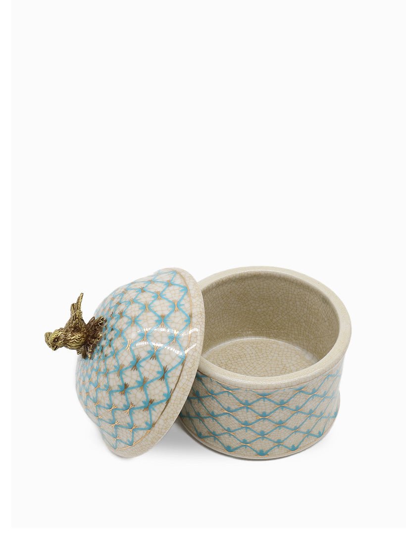 Blue and White Lidded Trinket Box - Zjoosh