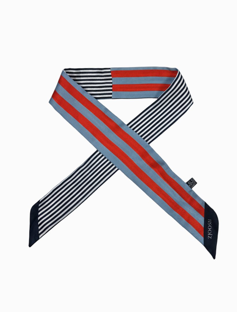 Blue Red Navy Stripes Neck Scarf - Zjoosh