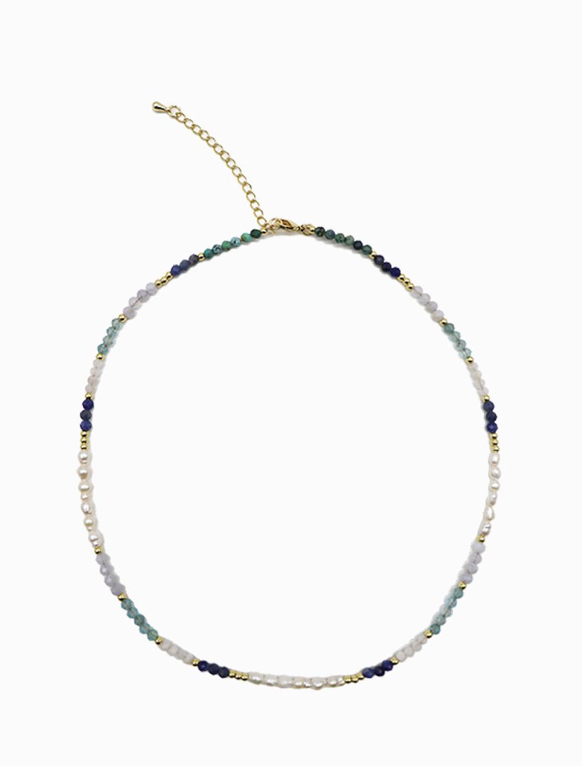 Blue Stone and Pearl Necklace - Zjoosh