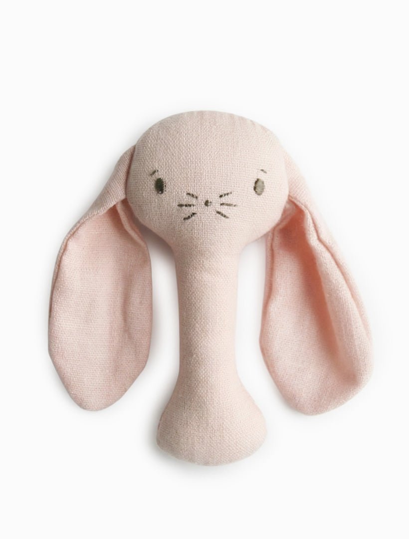 Bobby Bunny Stick Rattle Linen Pink. - Zjoosh