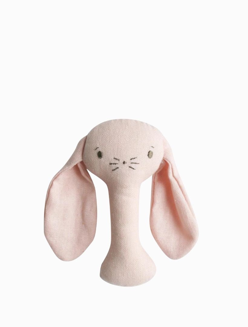 Bobby Bunny Stick Rattle Linen Pink - Zjoosh