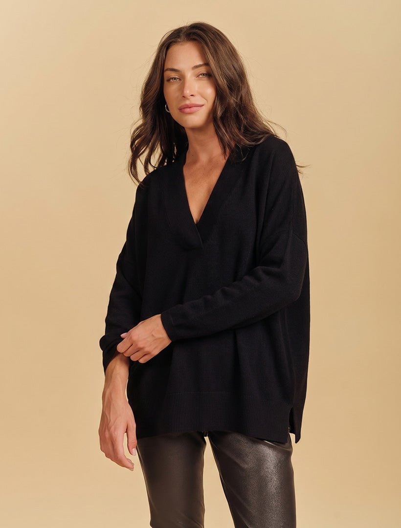 Boyfriend Cashmere Jumper Black Free Size - Zjoosh
