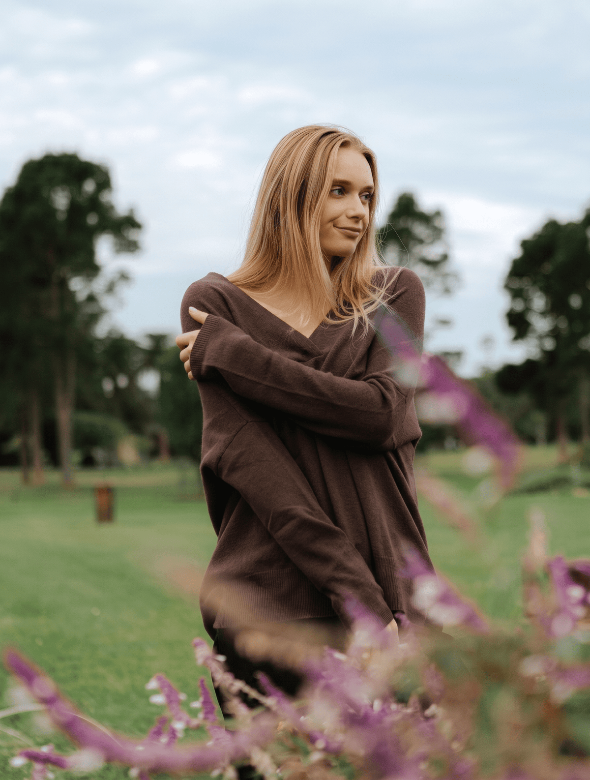 Boyfriend Cashmere Jumper Chocolate Free Size - Zjoosh