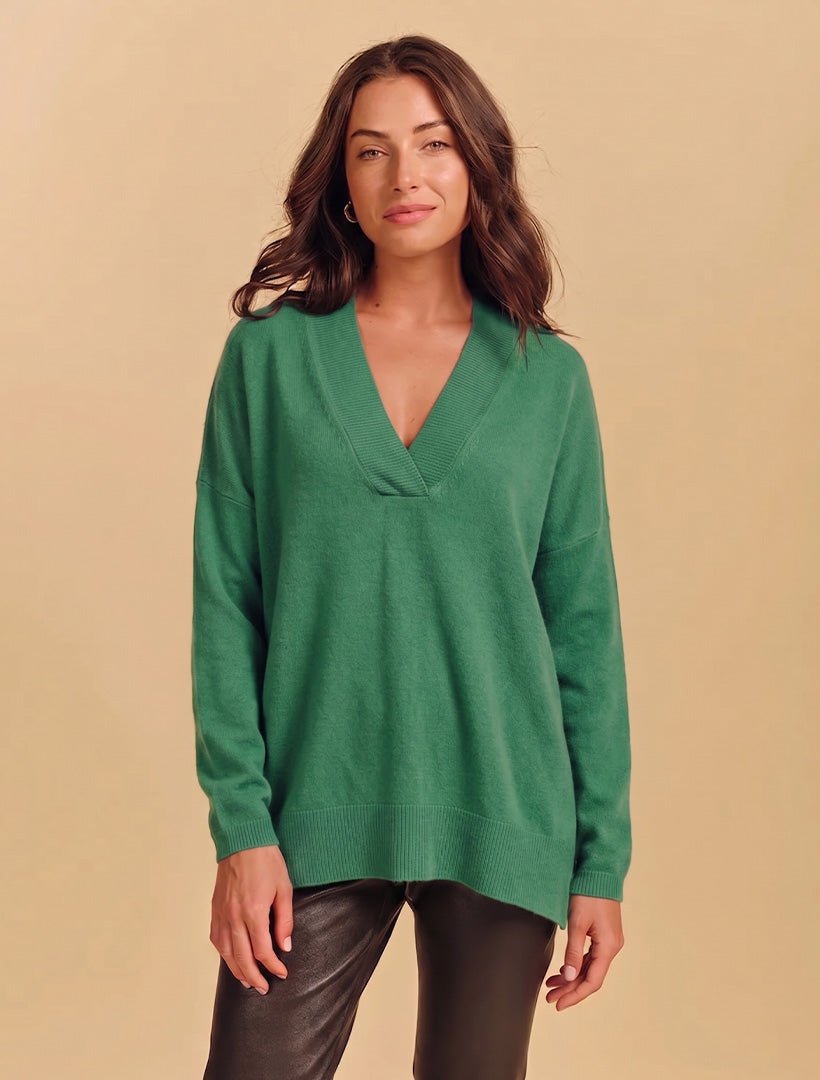 Boyfriend Cashmere Jumper Green Free Size - Zjoosh