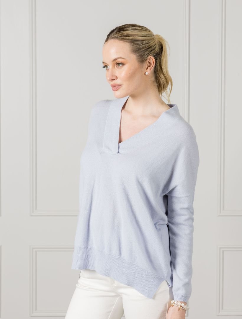 Boyfriend Cashmere Jumper Pale Blue - Zjoosh