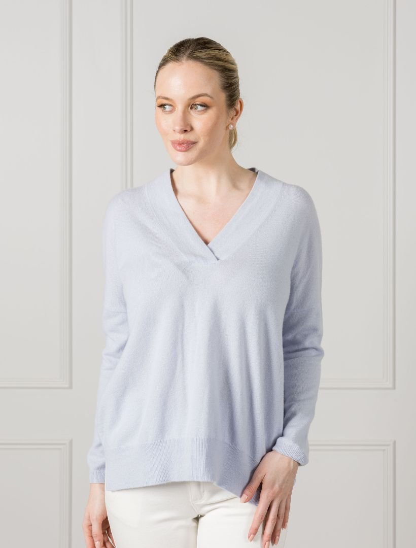 Boyfriend Cashmere Jumper Pale Blue - Zjoosh