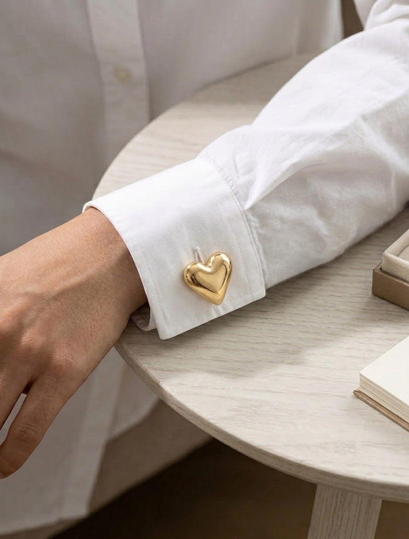 Gold Heart Button Cover Set of 2