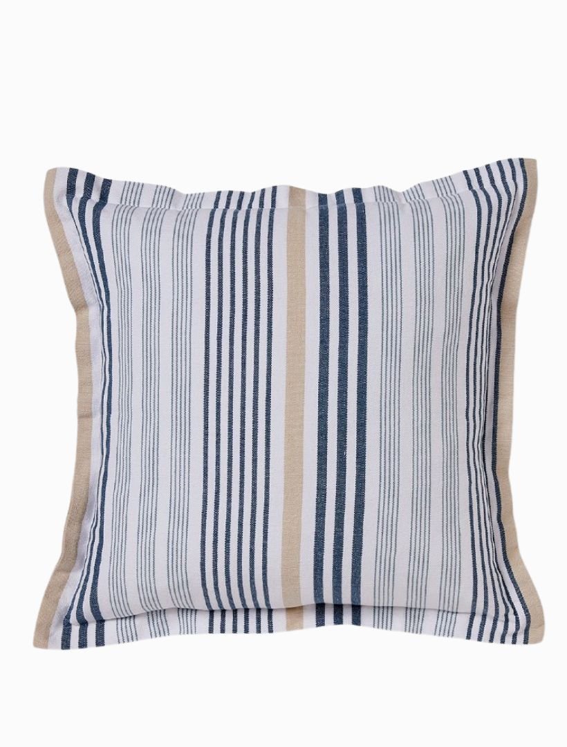 Cape Cod Blue Taupe Stripe Cushion 50cm x 50cm - Zjoosh