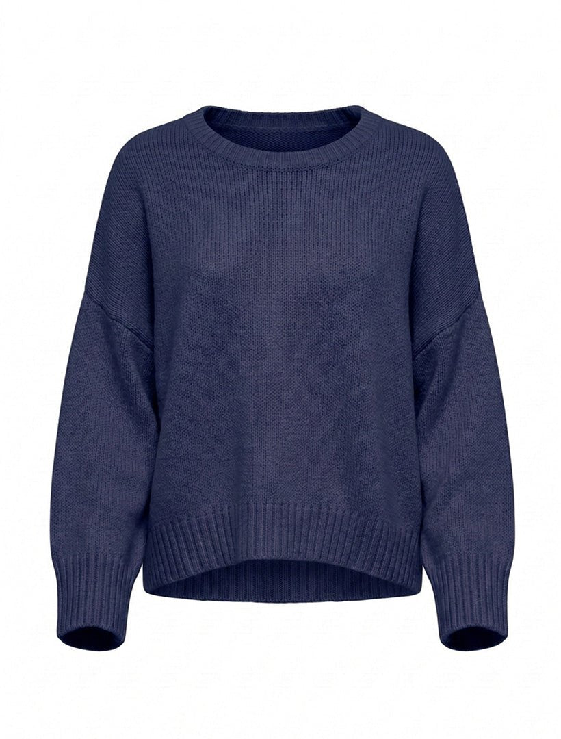 Carla Cotton Crew Neck Jumper Navy - Zjoosh