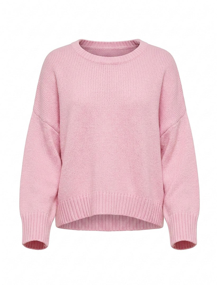 Carla Cotton Crew Neck Jumper Pink - Zjoosh