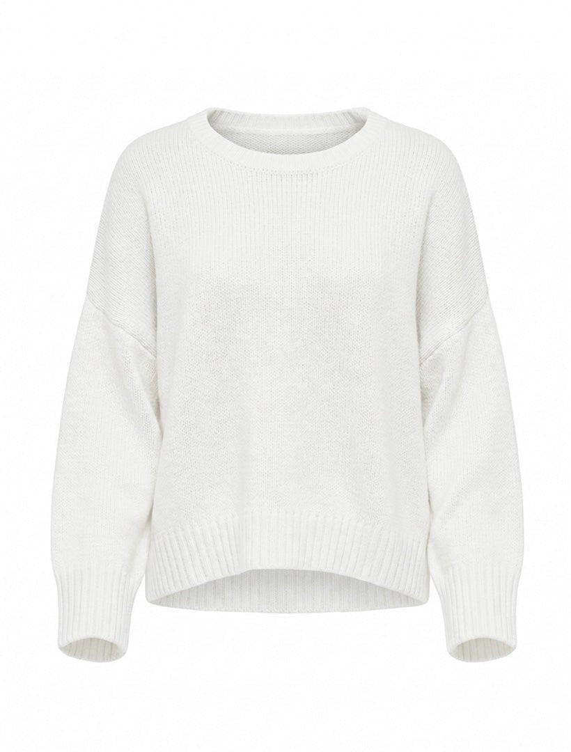 Carla Cotton Crew Neck Jumper White - Zjoosh
