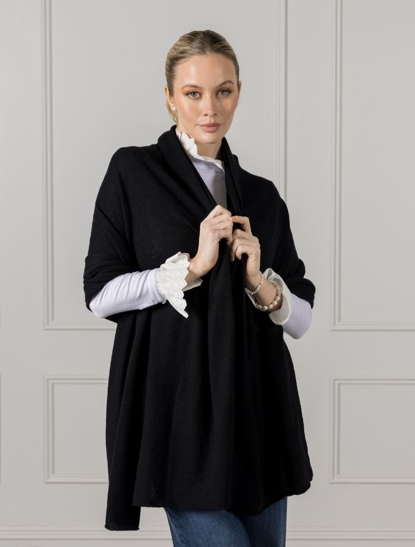 Cashmere Double Width Scarf Black - Zjoosh