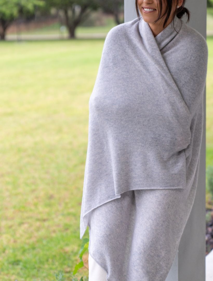 Cashmere Double Width Scarf Grey - Zjoosh