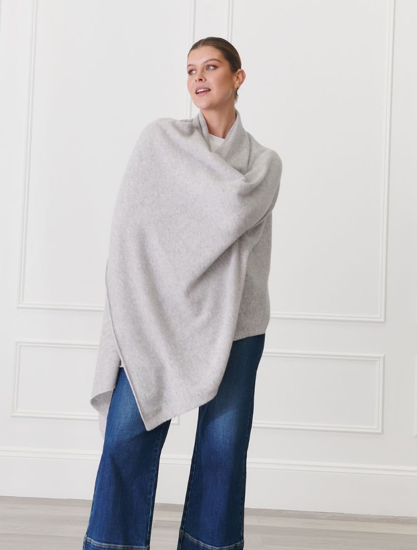 Cashmere Double Width Scarf Grey - Zjoosh