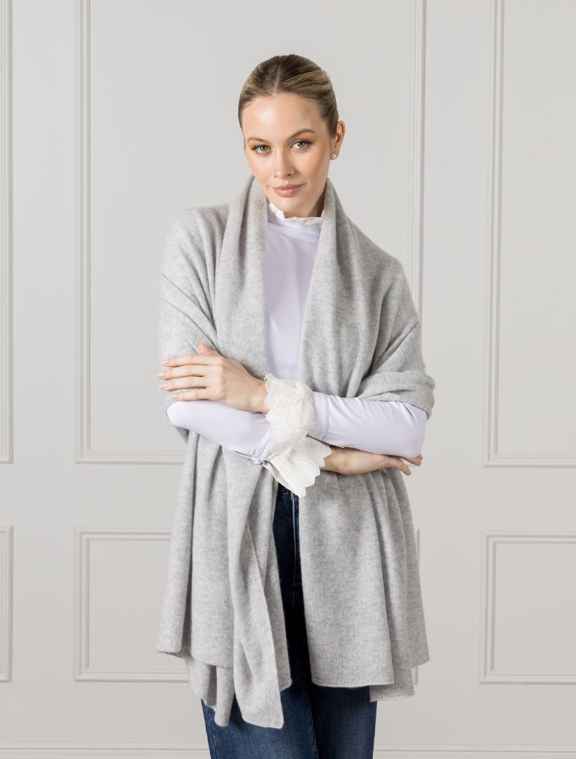 Cashmere Double Width Scarf Grey - Zjoosh