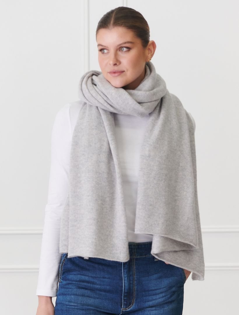 Cashmere Double Width Scarf Grey - Zjoosh