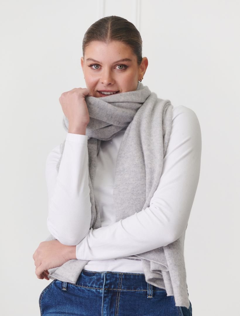 Cashmere Double Width Scarf Grey - Zjoosh