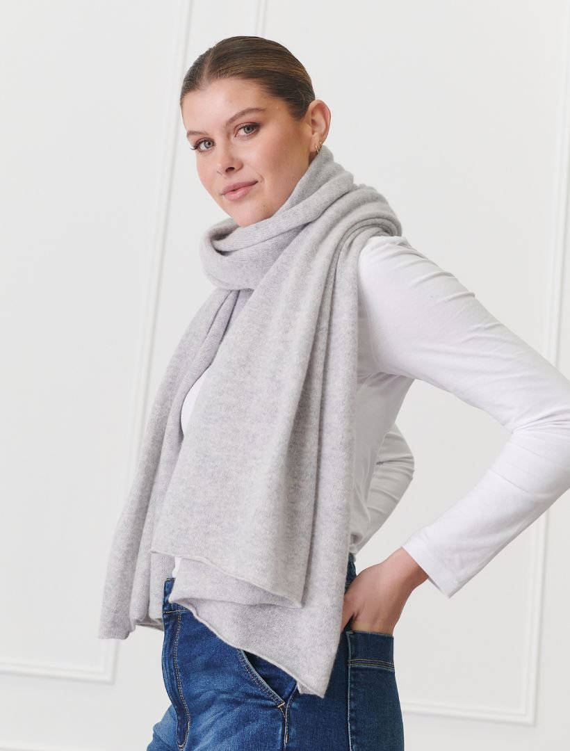 Cashmere Double Width Scarf Grey - Zjoosh