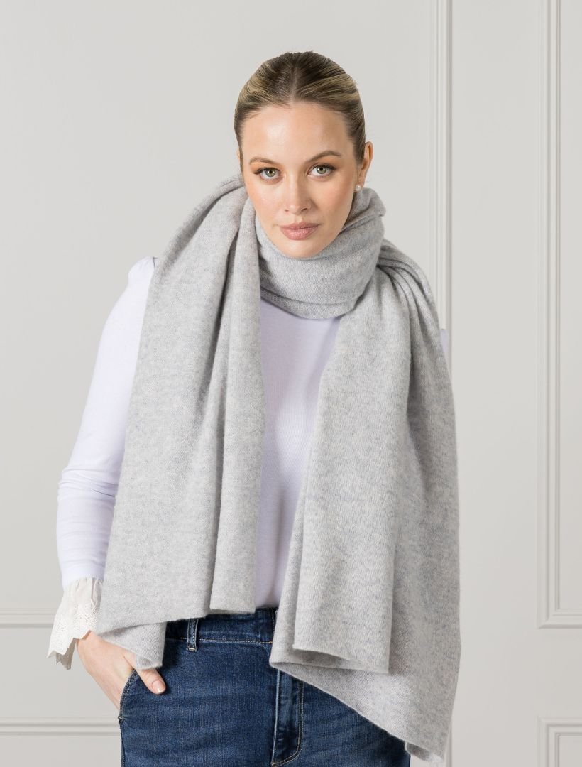 Cashmere Double Width Scarf Grey - Zjoosh