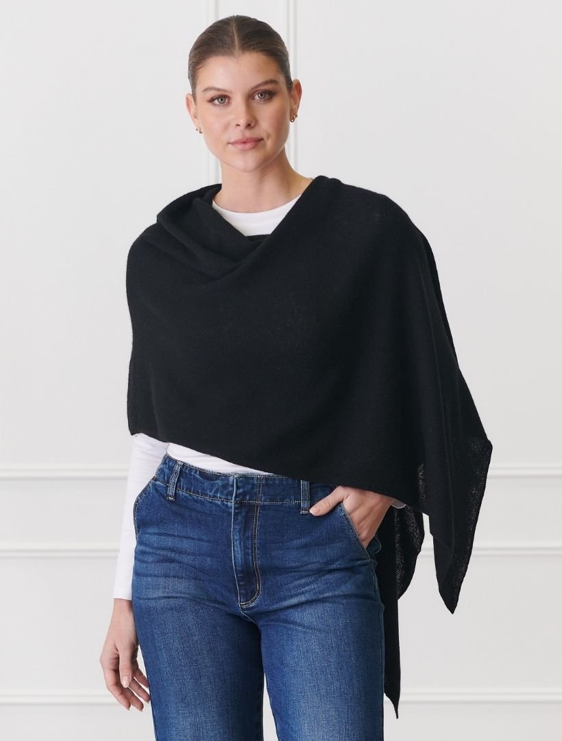 Cashmere Ponchette Black - Zjoosh