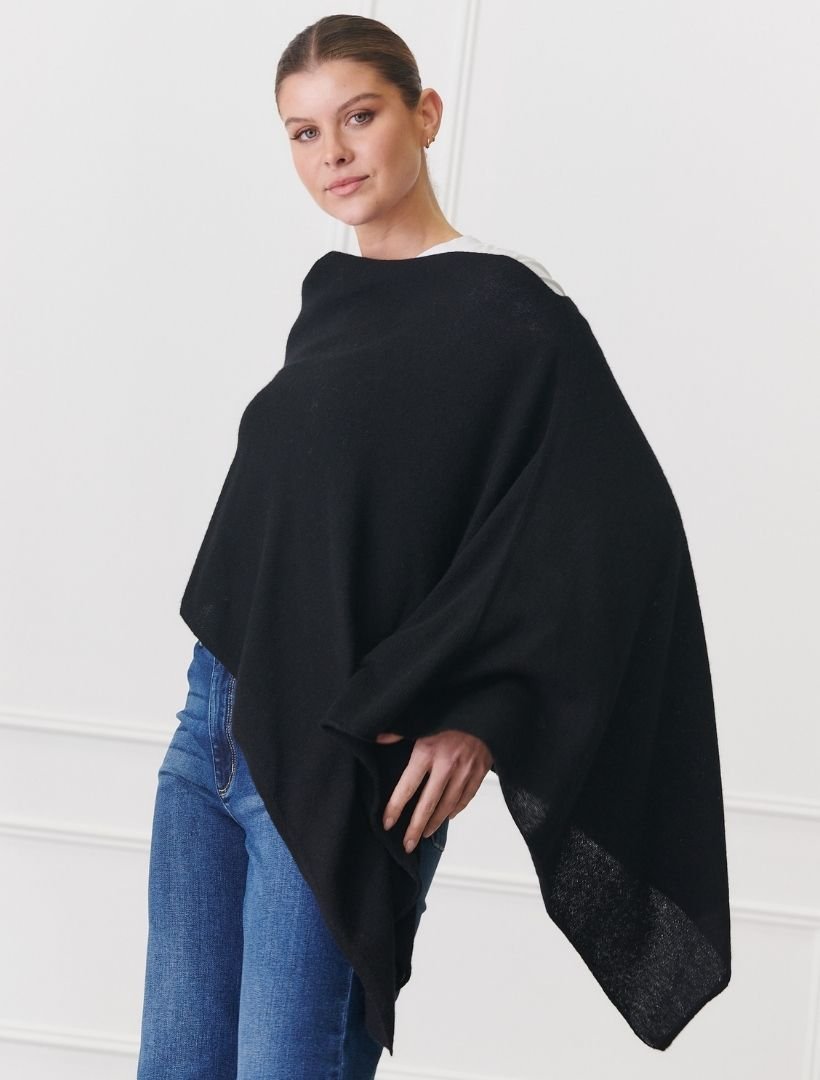 Cashmere Ponchette Black - Zjoosh