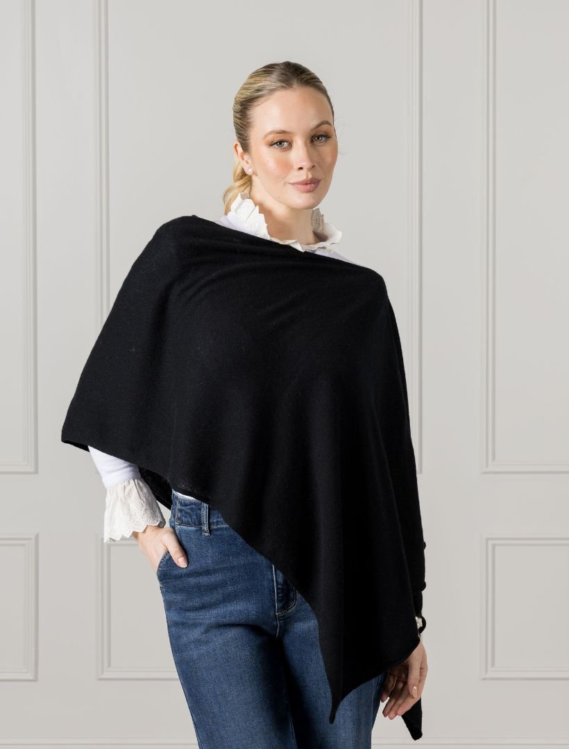 Cashmere Ponchette Black - Zjoosh