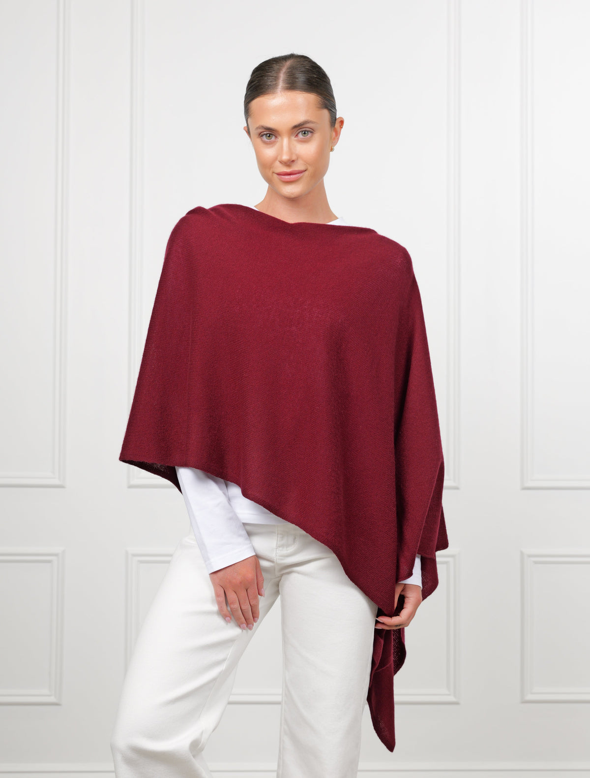 Cashmere Ponchette Burgundy - Zjoosh