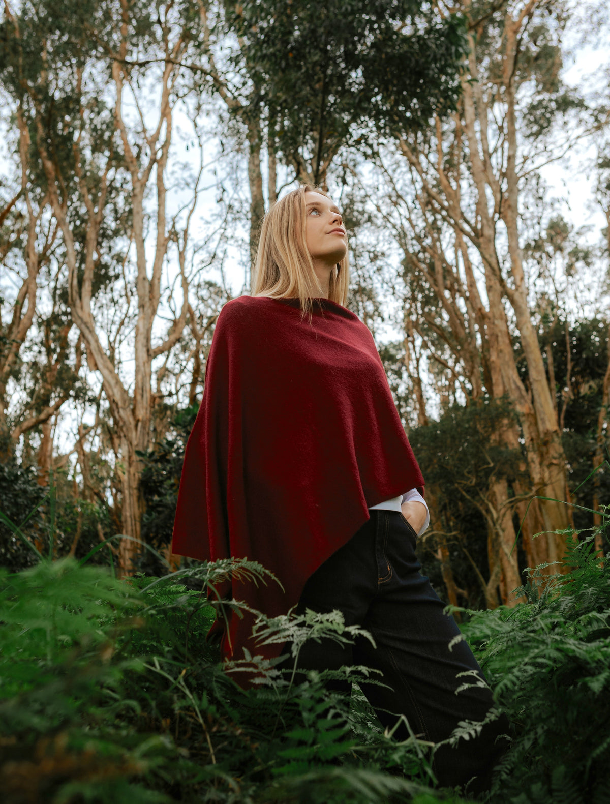 Cashmere Ponchette Burgundy - Zjoosh