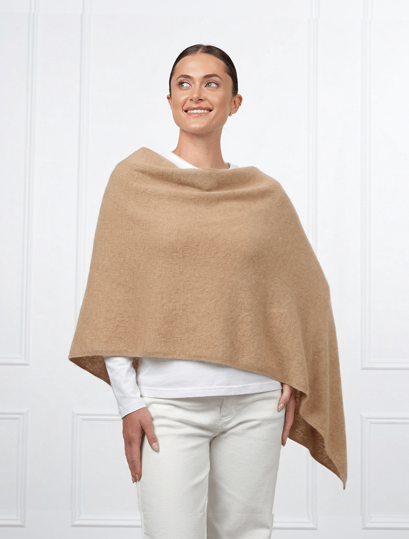 Cashmere Ponchette Camel - Zjoosh