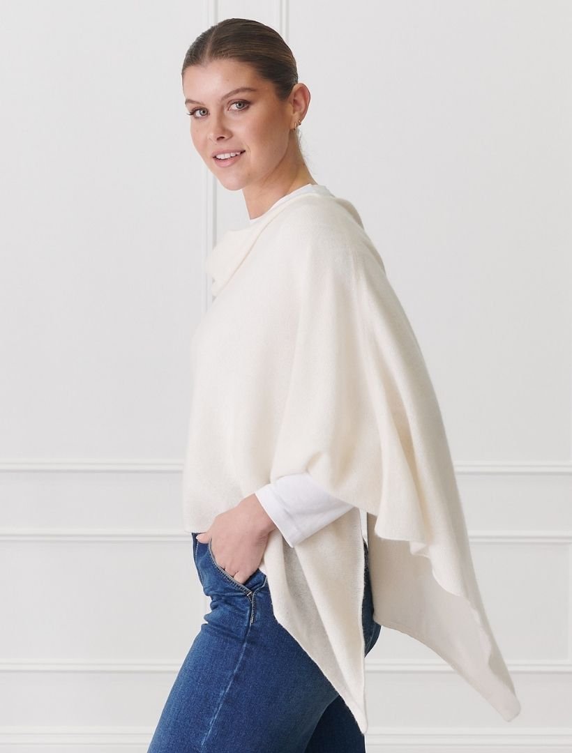 Cashmere Ponchette Cream - Zjoosh