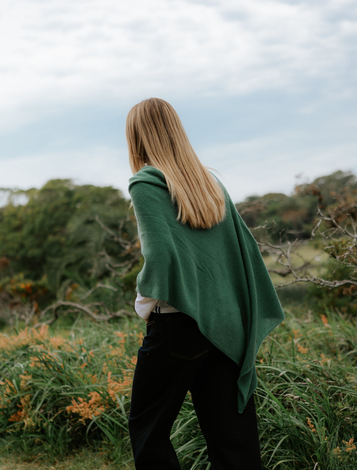 Cashmere Ponchette Green - Zjoosh