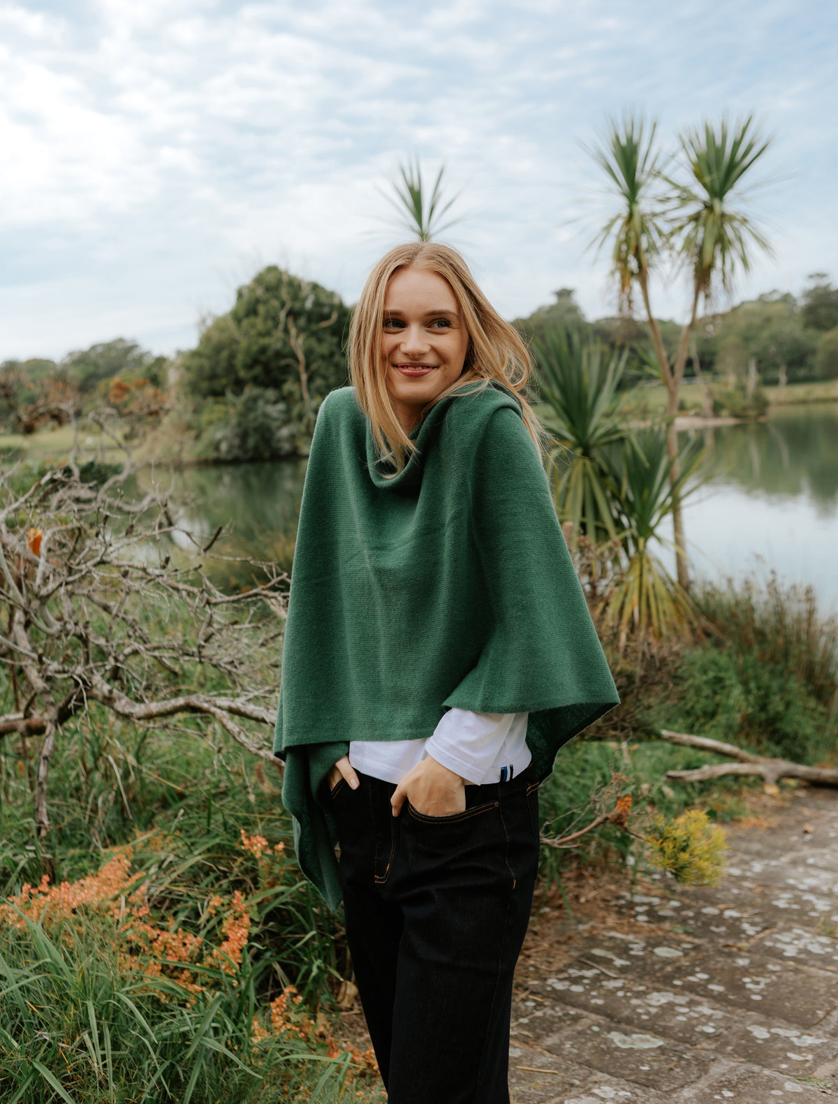 Cashmere Ponchette Green - Zjoosh