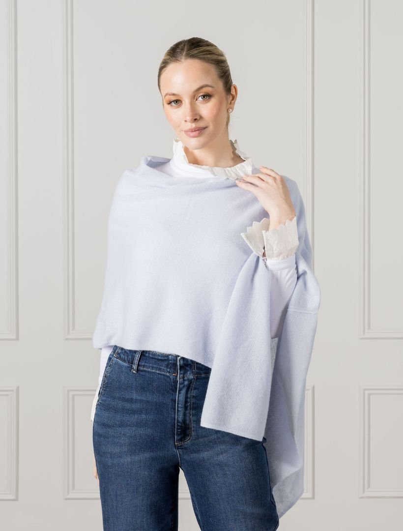 Cashmere Ponchette Pale Blue - Zjoosh